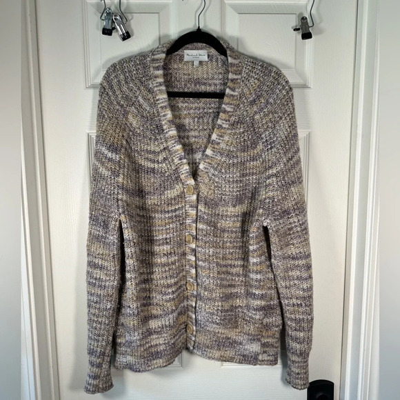 Micheal Stars Chunky Knit Button Up Cardigan Multicolored Yarn Size Large - Picture 1 of 9
